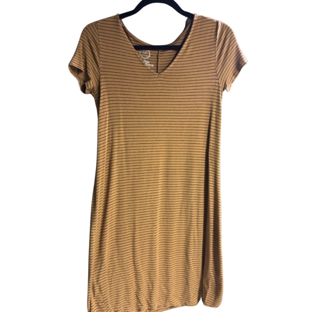 Maurices Yellow and Black Striped Shirt Dress